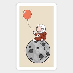 Lost in Thought - Astronaut on Moon with Balloon Art Magnet